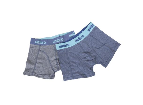 UMBRO Boxer 2pck jr Grå+Blå 140 Boksershorts til gutt  i 2 farger 